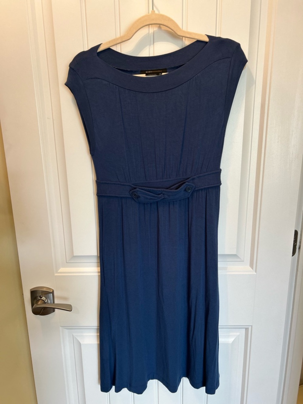 BCBGMaxAzria Navy Blue Belted Midi Dress